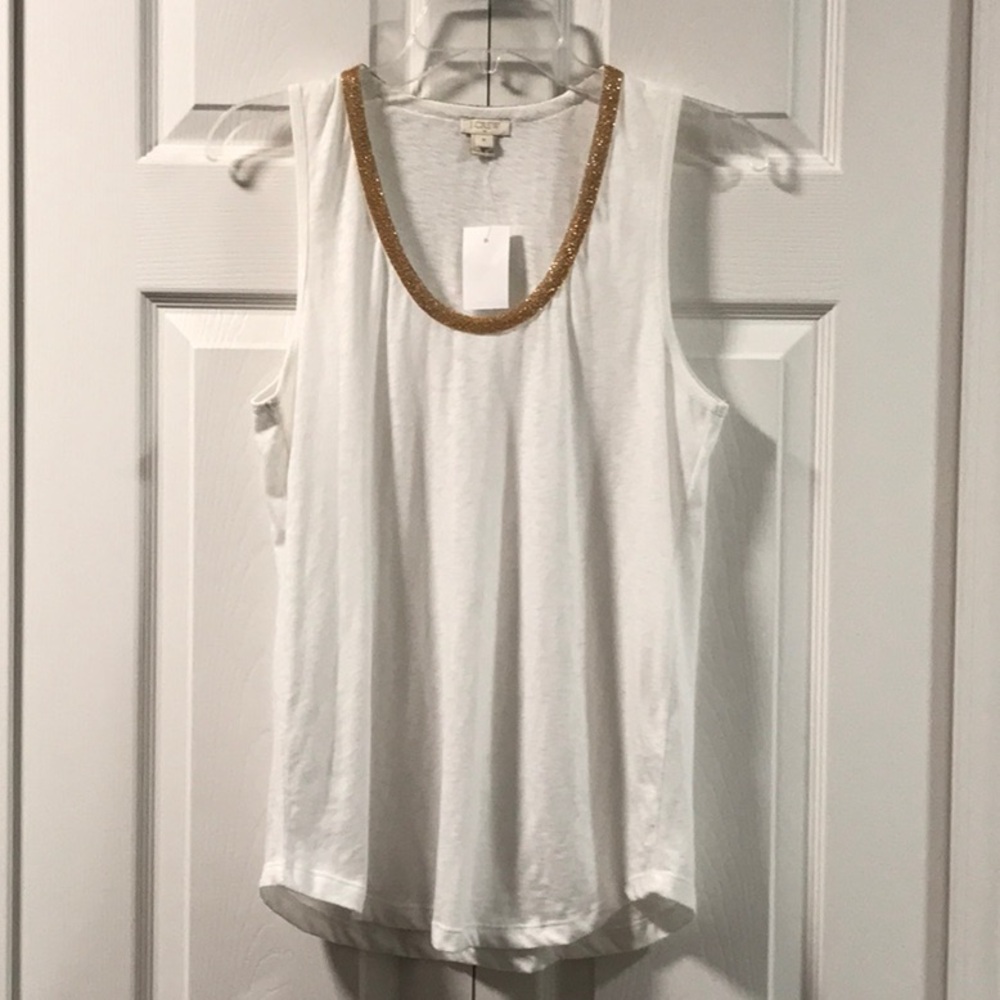 J.CREW  Tank Top Beaded Scoop Neckline
